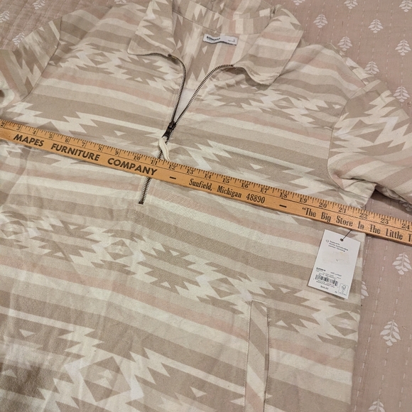 Sonoma 3/4 zip pull over flannel Aztec print large - Picture 8 of 11